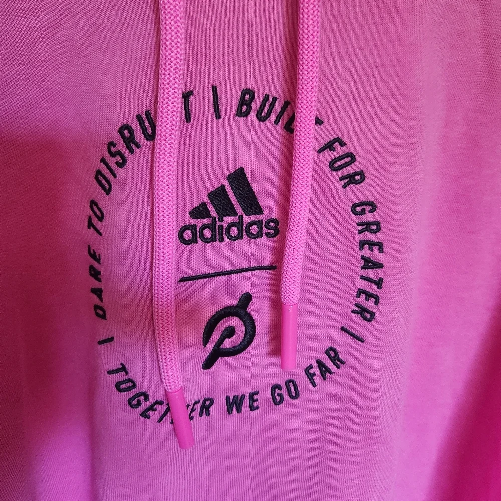 Adidas Cropped Oversized Hoodie XL 20/22 Pink Athleisure Street Style - Picture 6 of 12
